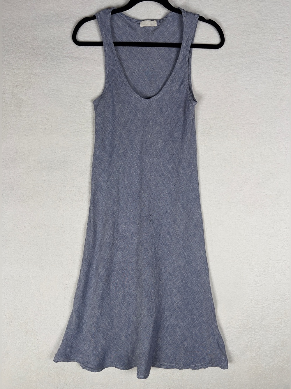 CP Shades 100% Linen Midi Tank Dress Womens XS Slate Blue Lagenlook Coastal Boho